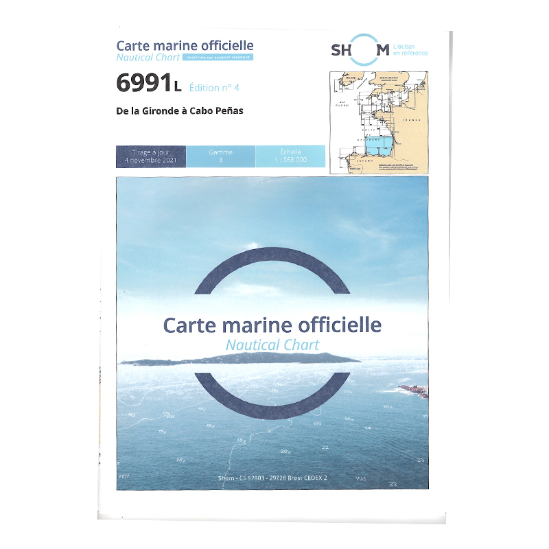 Carte marine Shom 6991L - De la Gironde à Cabo Peñas