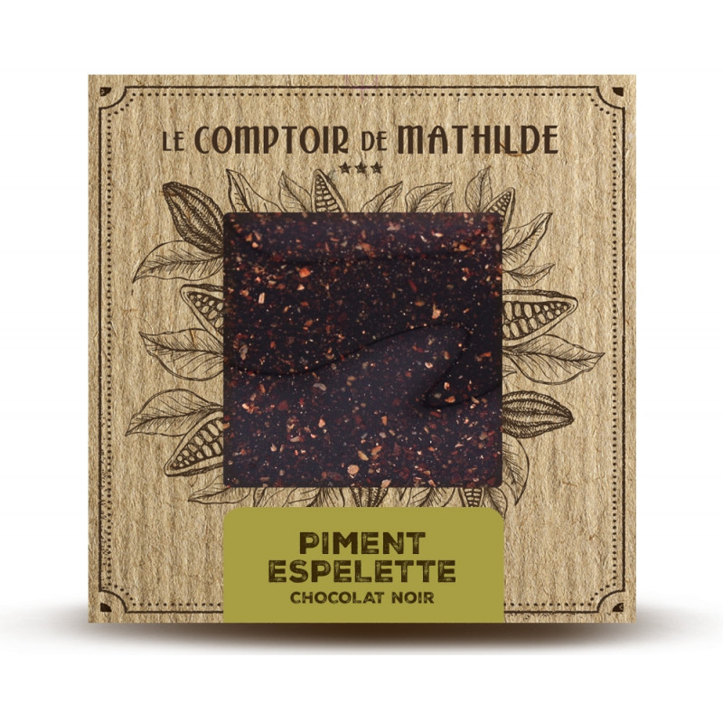 Tablette Chocolat noir Piment d'Espelette LE COMPTOIR DE MATHILDE