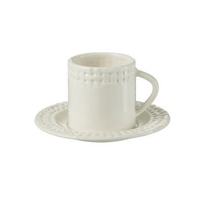 Tasse et sous-tasse céramique blanche (4)