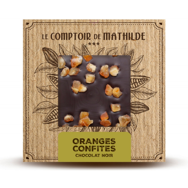 Tablette Chocolat Noir Oranges Confites LE COMPTOIR DE MATHILDE