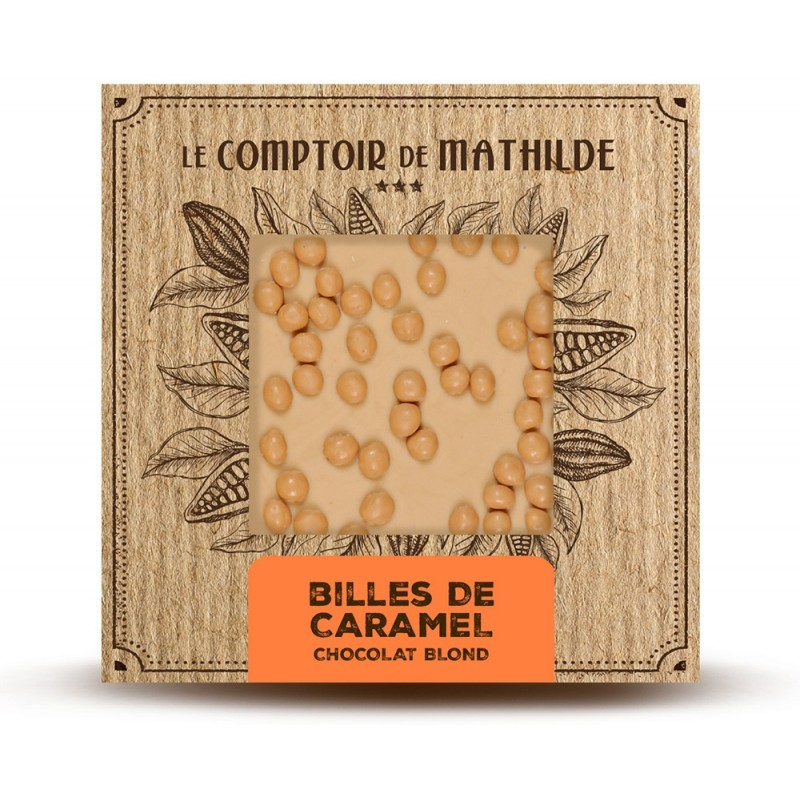 Tablette Chocolat blond et Perles de Caramel LE COMPTOIR DE MATHILDE