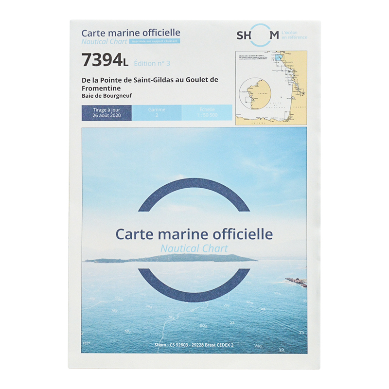 Carte marine Shom 7394L - De Pointe de Saint-Gildas au Goulet de Fromentine