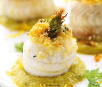 Roulés de sole panés sur caviar d’asperges au citron