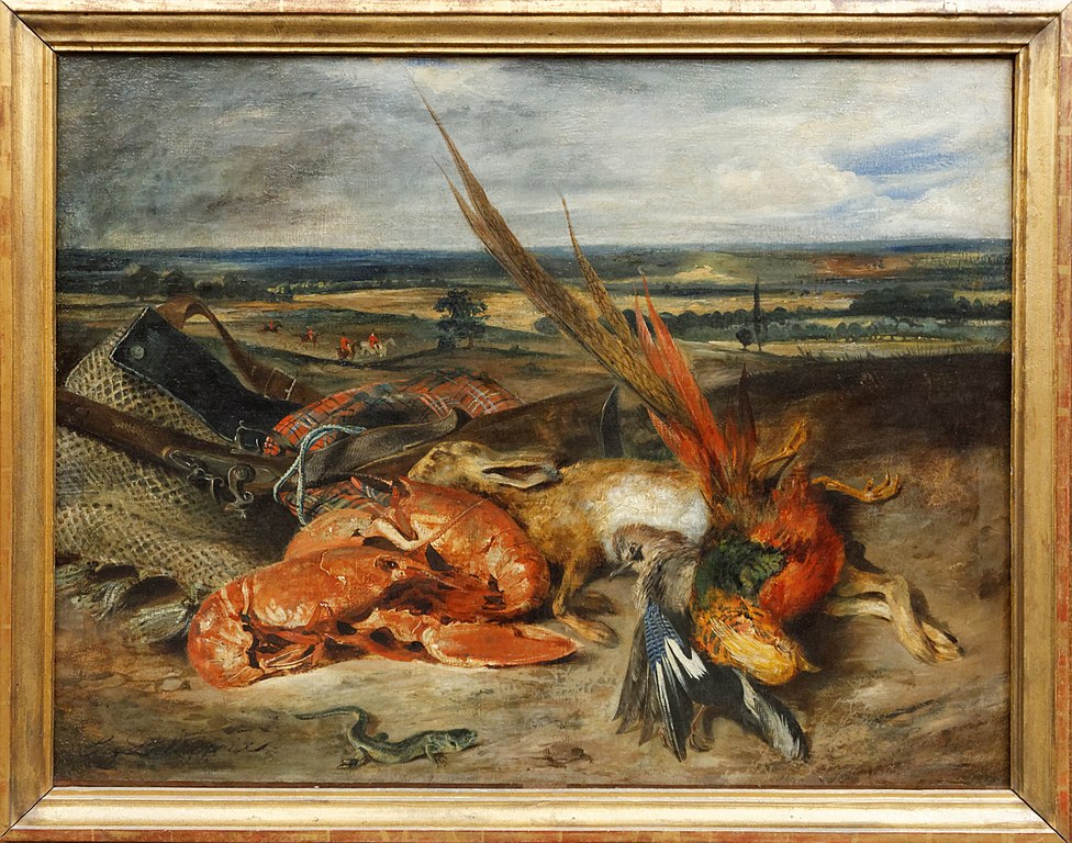 Nature morte aux deux homards, au nautile et aux fruits - Eugène Delacroix