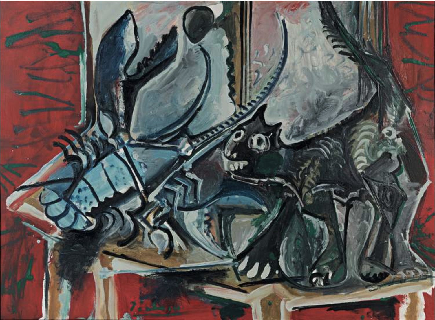 Picasso - Nature morte, chat et homard en 1965 -
